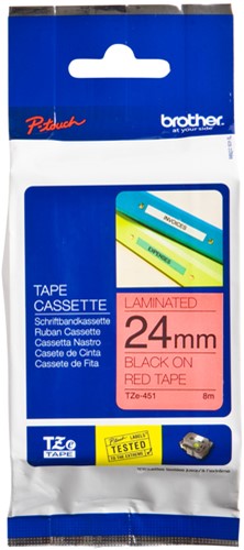 Labeltape Brother P-touch TZE-451 24mm zwart op rood
