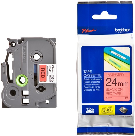 Labeltape Brother P-touch TZE-451 24mm zwart op rood-3