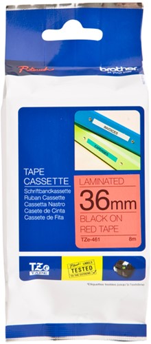 Labeltape Brother P-touch TZE-461 36mm zwart op rood