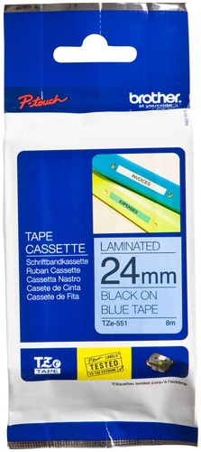 Labeltape Brother P-touch TZE-551 24mm zwart op blauw