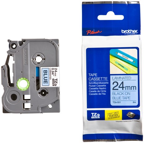 Labeltape Brother P-touch TZE-551 24mm zwart op blauw-3