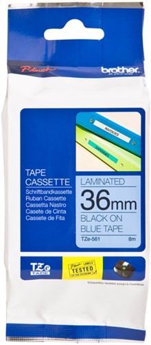 Labeltape Brother P-touch TZE-561 36mm zwart op blauw