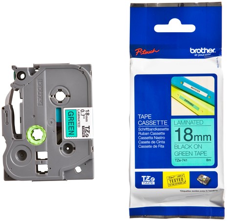 Labeltape Brother P-touch TZE-741 18mm zwart op groen-3