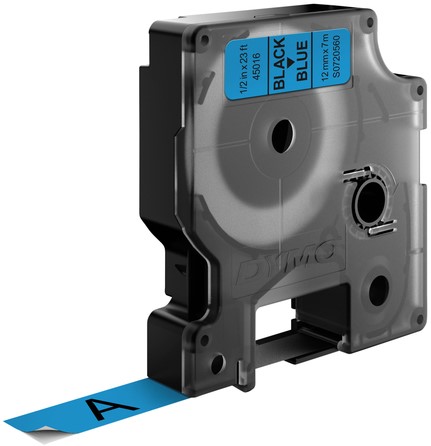 Labeltape Dymo 45016 D1 720560 12mmx7m zwart op blauw-3