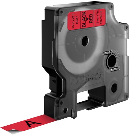 Labeltape Dymo 45017 D1 720570 12mmx7m zwart op rood-3