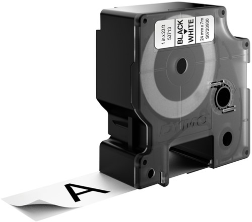 Labeltape Dymo 53713 D1 720930 24mmx7m zwart op wit-3