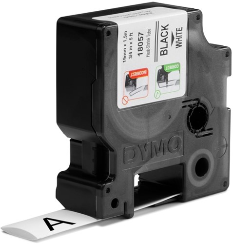 Labeltape Dymo Rhino 18057 krimpkous 19mmx1.5m zwart op wit-2