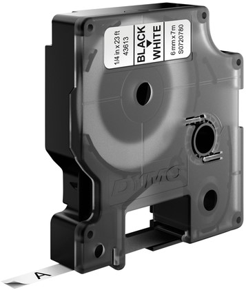 Labeltape Dymo 43613 D1 720780 6mmx7m zwart op wit-3