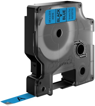 Labeltape Dymo 40916 D1 720710 9mmx7m zwart op blauw-3