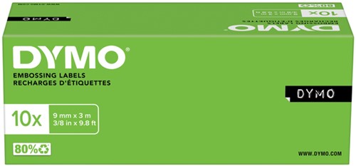 Labeltape Dymo rol 9mmx3M glossy vinyl prof zwart-3