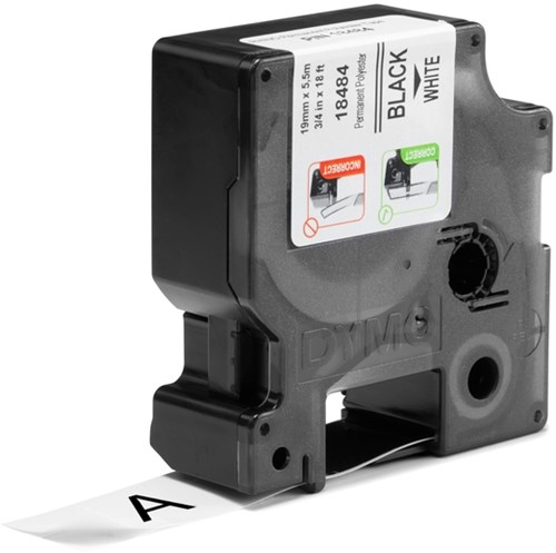 Labeltape Dymo Rhino 18484 polyester 19mmx5.5m zwart op wt-2