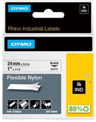 Labeltape Dymo Rhino 1734524 nyl 24mmx3.5m zwart op wit