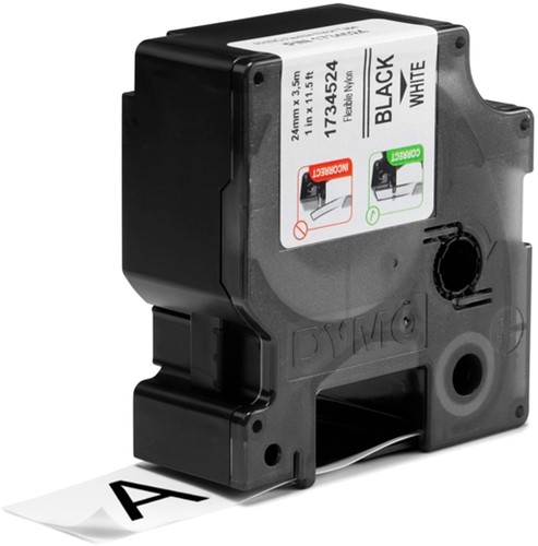 Labeltape Dymo Rhino 1734524 nyl 24mmx3.5m zwart op wit-2