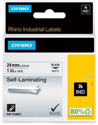 Labeltape Dymo Rhino 1734821 viny 24mmx5.5m zwart op wit
