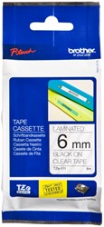 Labeltape Brother P-touch TZE-111 6mm zwart op transparant