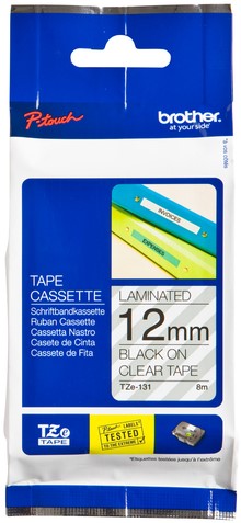 Labeltape Brother P-touch TZE-131 12mm zwart op transparant