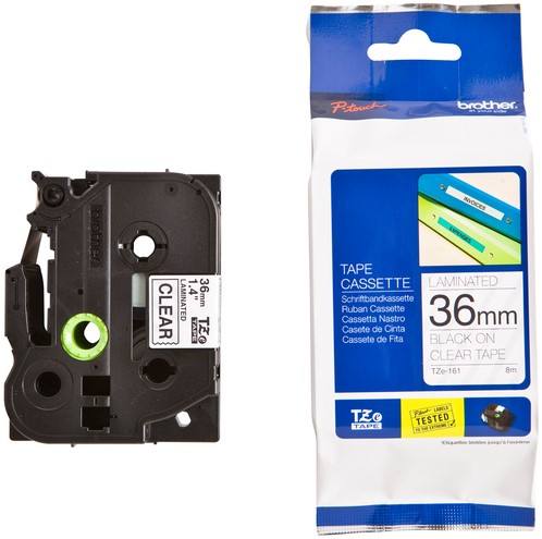 Labeltape Brother P-touch TZE-161 36mm zwart op transparant-3