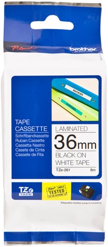 Labeltape Brother P-touch TZE-261 36mm zwart op wit