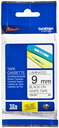 Labeltape Brother P-touch TZE-221 9mm zwart op wit
