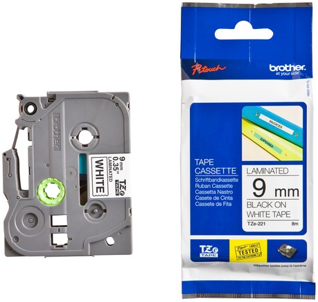 Labeltape Brother P-touch TZE-221 9mm zwart op wit-3