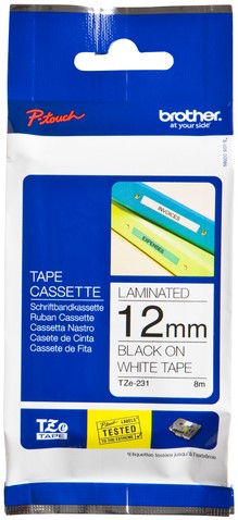 Labeltape Brother P-touch TZE-231 12mm zwart op wit