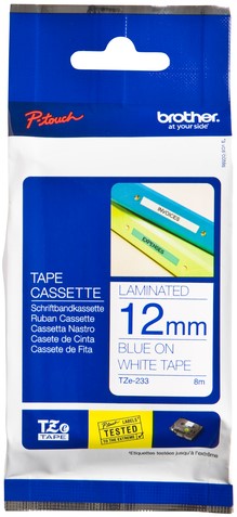 Labeltape Brother P-touch TZE-233 12mm blauw op wit