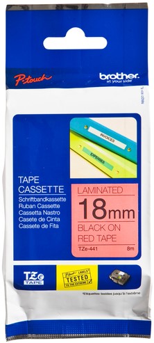 Labeltape Brother P-touch TZE-441 18mm zwart op rood