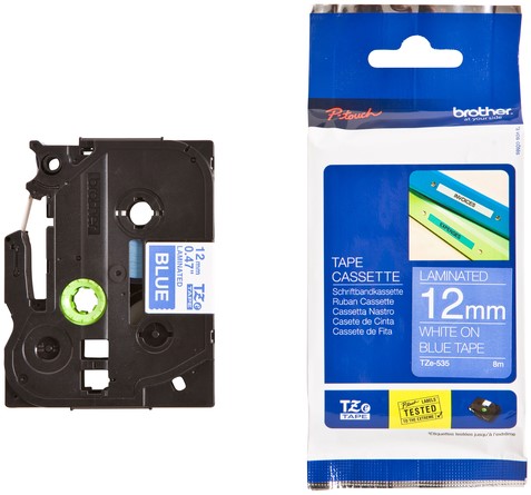 Labeltape Brother P-touch TZE-535 12mm wit op blauw-3