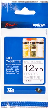 Labeltape Brother P-touch TZE-N231 12mm zwart op wit