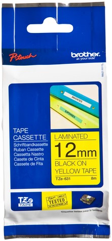 Labeltape Brother P-touch TZE-631 12mm zwart op geel