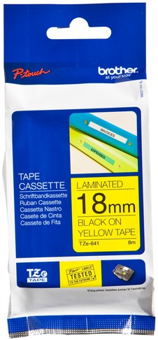 Labeltape Brother P-touch TZE-641 18mm zwart op geel