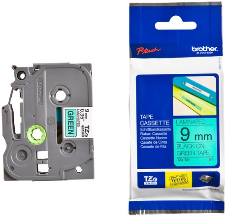 Labeltape Brother P-touch TZE-721 9mm zwart op groen-3