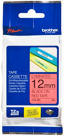 Labeltape Brother P-touch TZE-431 12mm zwart op rood