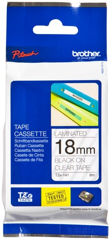 Labeltape Brother P-touch TZE-141 18mm zwart op transparant