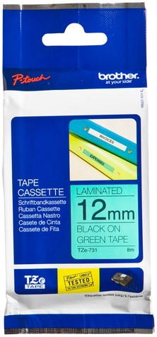 Labeltape Brother P-touch TZE-731 12mm zwart op groen
