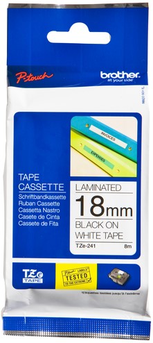 Labeltape Brother P-touch TZE-241 18mm zwart op wit
