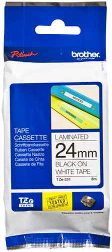 Labeltape Brother P-touch TZE-251 24mm zwart op wit
