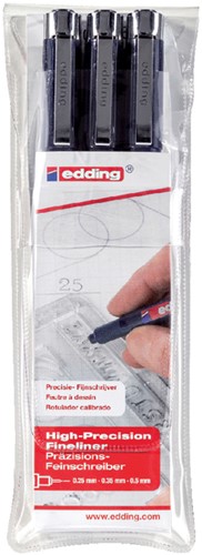 Fineliner edding 1800 zwart assorti