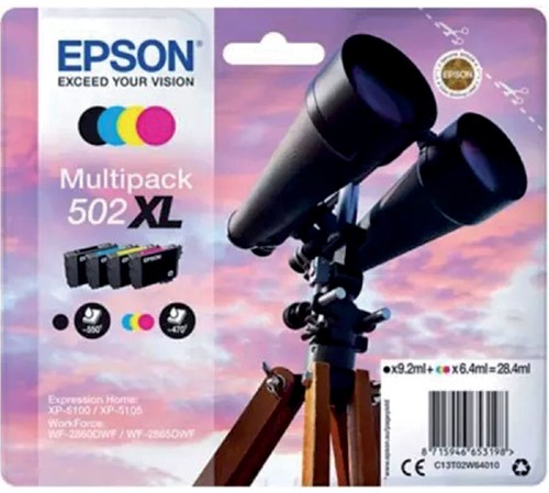 Inktcartridge Epson 502XL T02W6 zwart + 3 kleuren HC