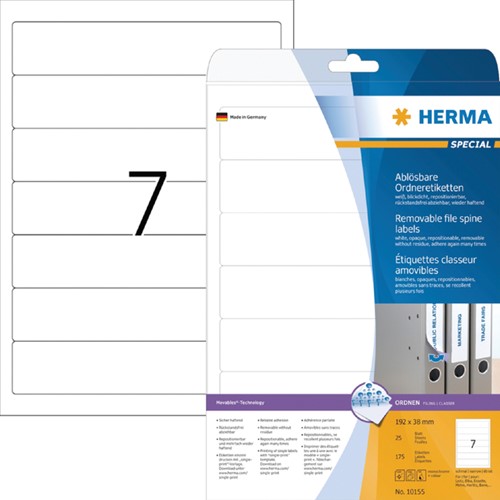 Rugetiket Herma smal 38x192mm verwijderbaar wit
