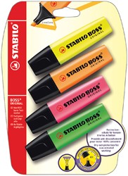 Markeerstift STABILO Boss Original 70/4 blister à 4 kleuren