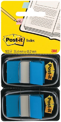 Indextabs 3M Post-it 680 25.4x43.2mm duopack blauw-2