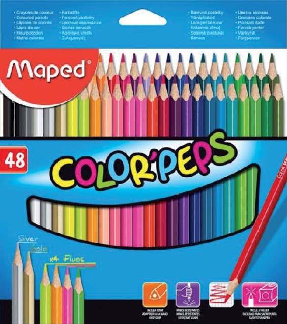 Fantasie Steil Beugel Kleurpotlood Maped Color'Peps set á 48 kleuren Meerkantoor