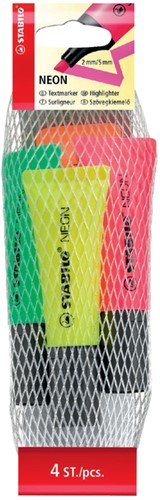 Markeerstift STABILO 72/4 neon assorti netje à 4 stuks