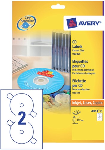 Etiket Avery L6043-25 CD wit 50stuks-2