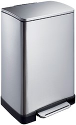 Afvalbak pedaalemmer E-Cube RVS mat rechthoekig 40liter