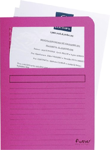 Insteekmap L-model Exacompta + venster karton roze