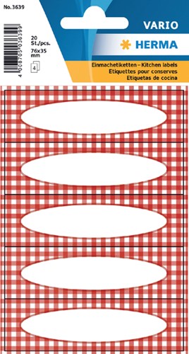 Etiket Herma keuken ruit rood