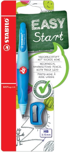 Vulpotlood STABILO Easyergo 3.15mm rechtshandig blauw/donkerblauw blister