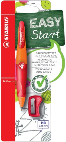 Vulpotlood STABILO Easyergo 3.15mm rechtshandig oranje/rood blister